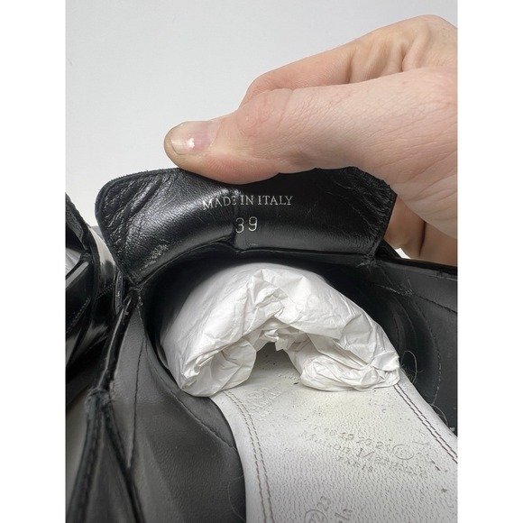 Maison‎ Margiela Tabi Loafers Size 39 Black Split Toe Leather Shoes Italy Patent - Picture 9 of 13
